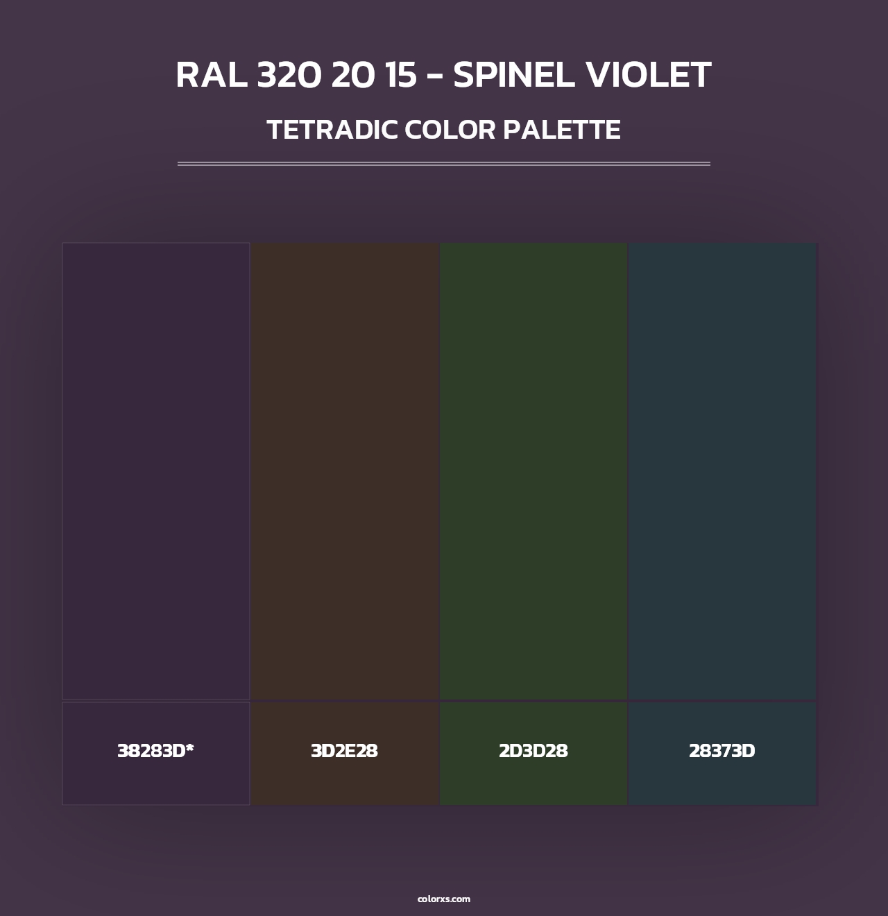 RAL 320 20 15 - Spinel Violet - Tetradic Color Palette