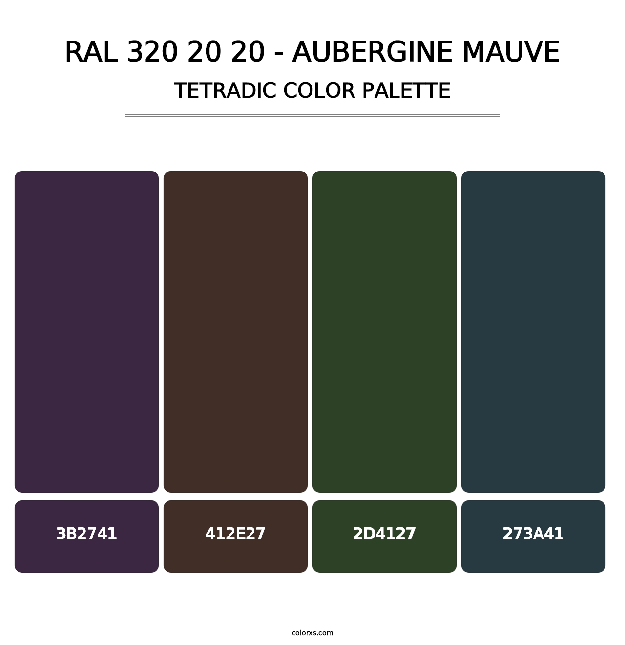 RAL 320 20 20 - Aubergine Mauve - Tetradic Color Palette