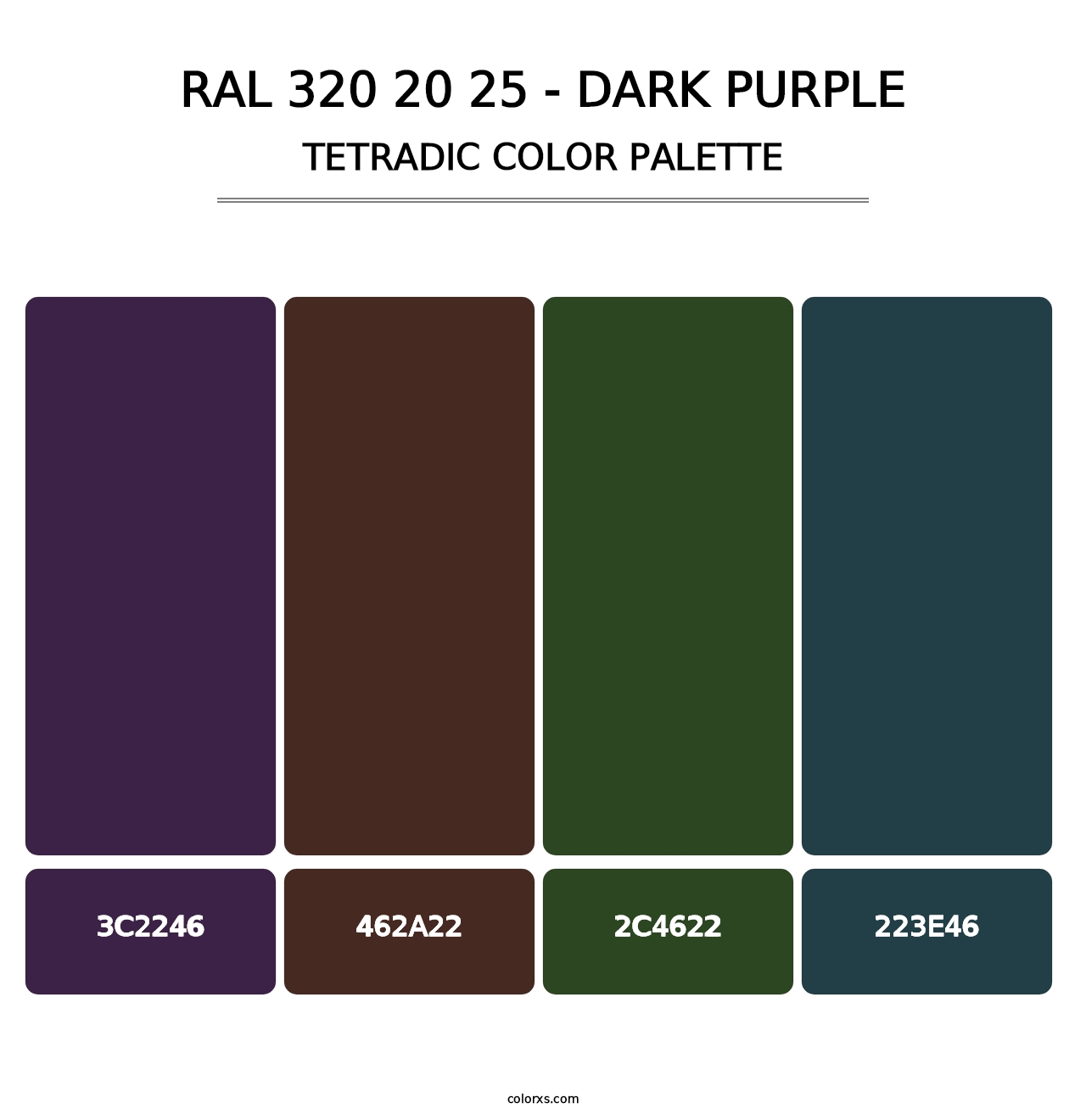 RAL 320 20 25 - Dark Purple - Tetradic Color Palette