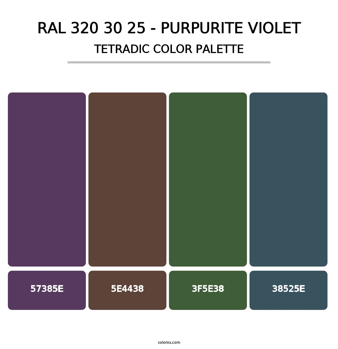 RAL 320 30 25 - Purpurite Violet - Tetradic Color Palette