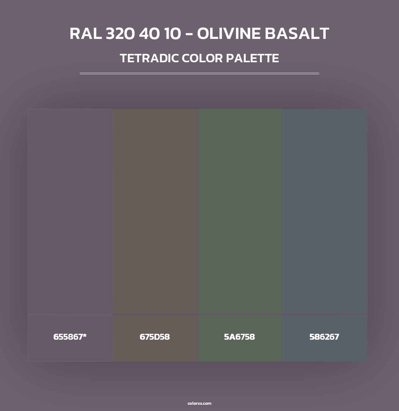 RAL 320 40 10 - Olivine Basalt - Tetradic Color Palette