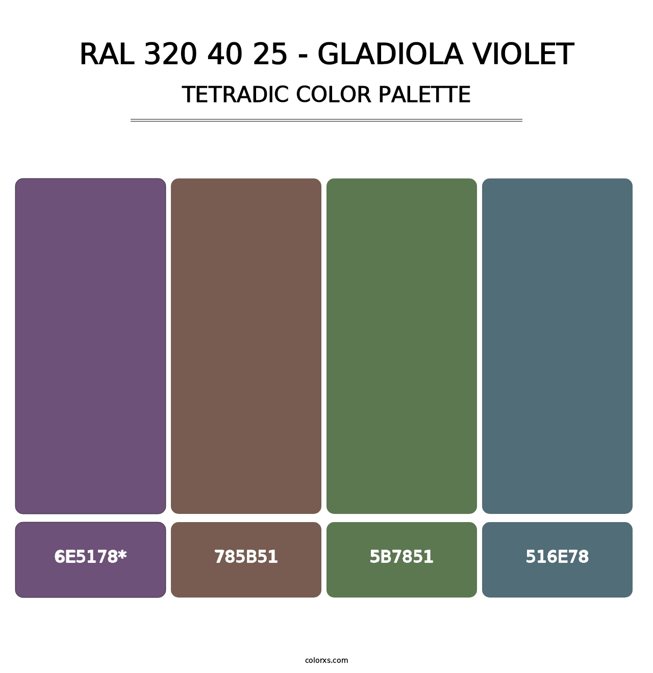 RAL 320 40 25 - Gladiola Violet - Tetradic Color Palette