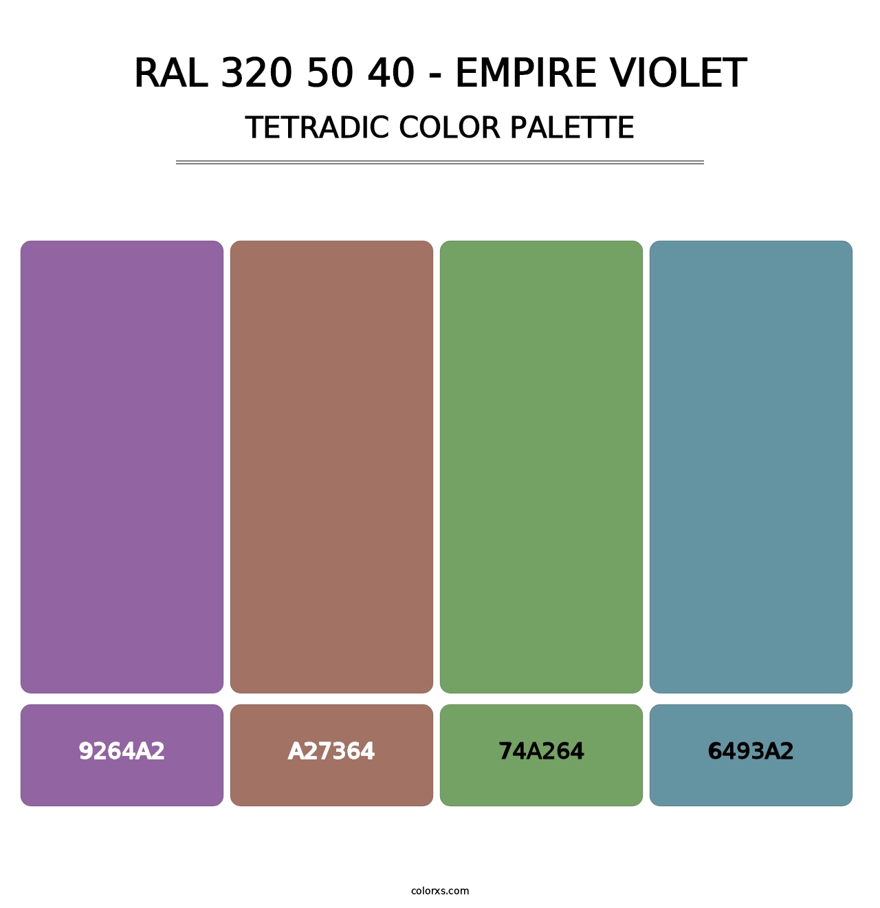 RAL 320 50 40 - Empire Violet - Tetradic Color Palette