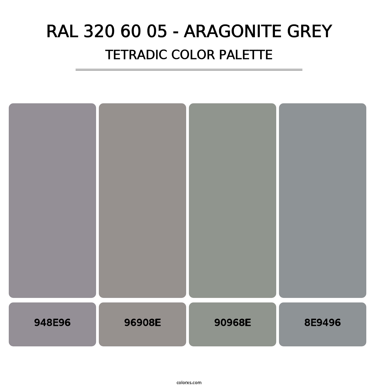 RAL 320 60 05 - Aragonite Grey - Tetradic Color Palette