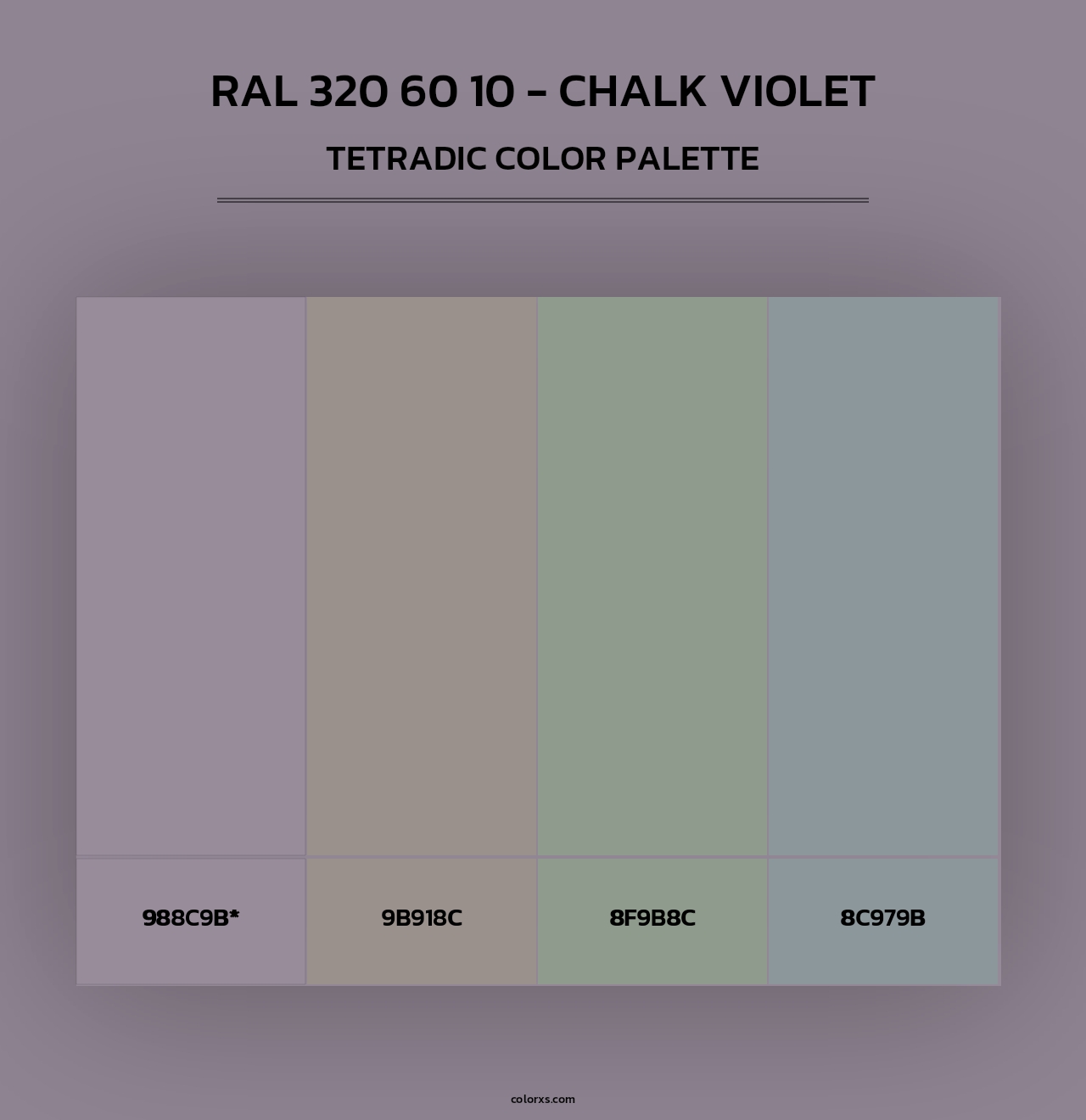 RAL 320 60 10 - Chalk Violet - Tetradic Color Palette