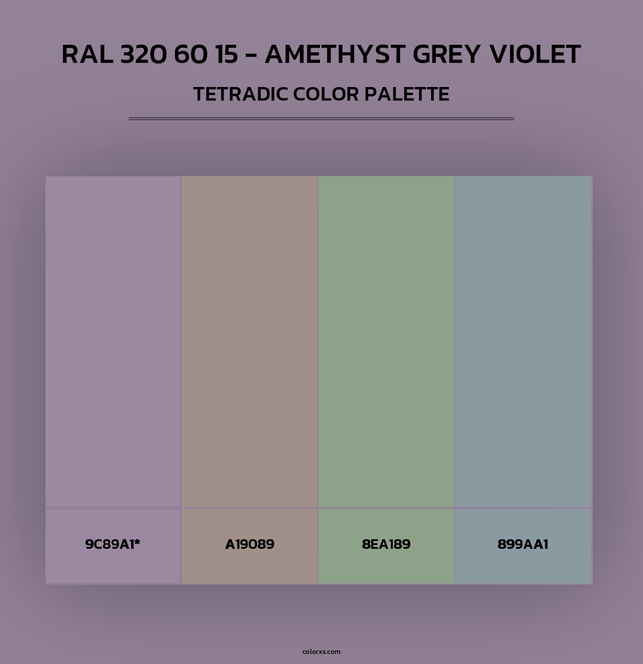 RAL 320 60 15 - Amethyst Grey Violet - Tetradic Color Palette