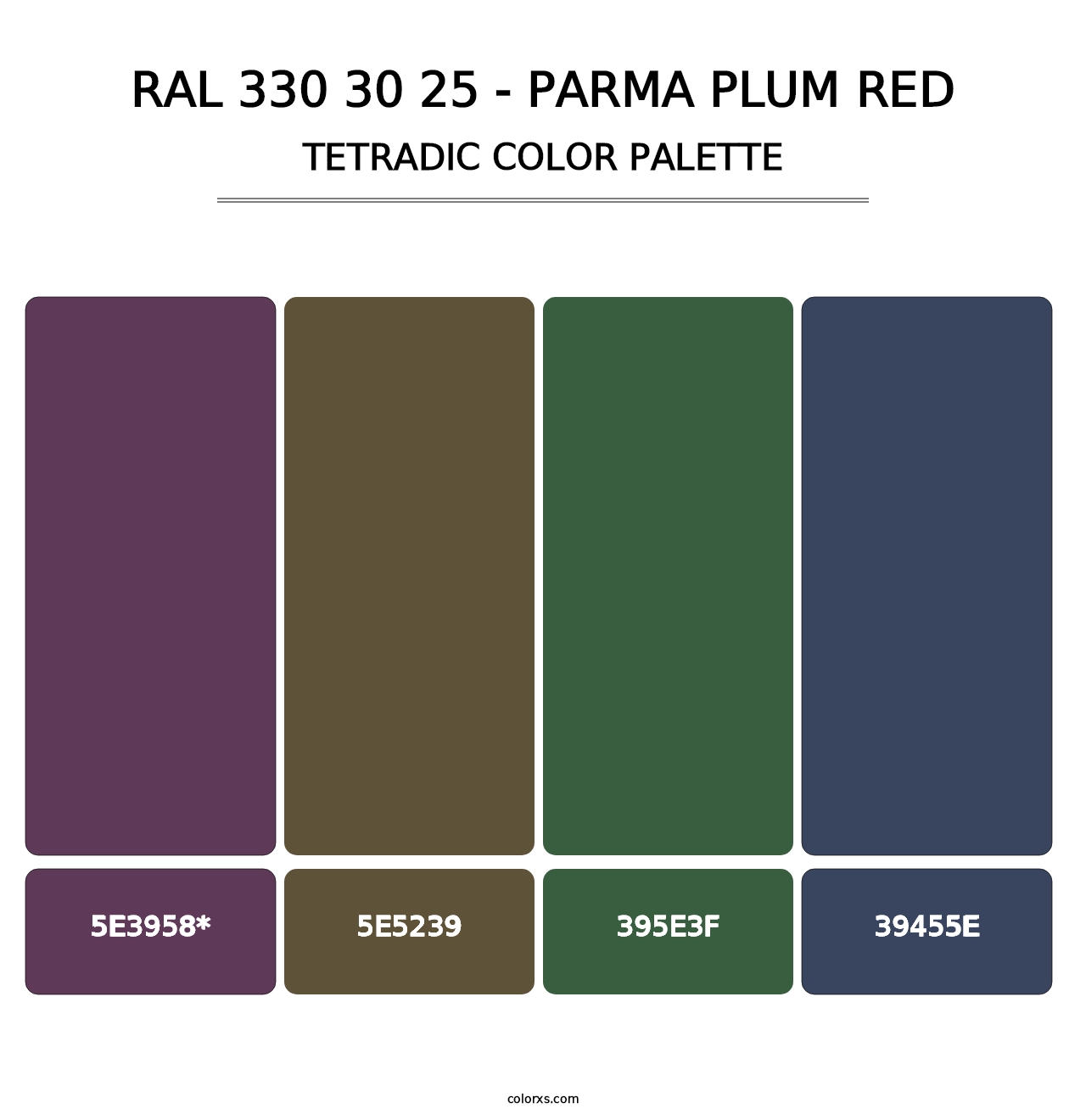 RAL 330 30 25 - Parma Plum Red - Tetradic Color Palette