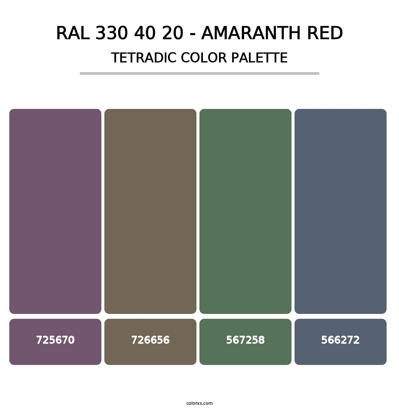 RAL 330 40 20 - Amaranth Red - Tetradic Color Palette