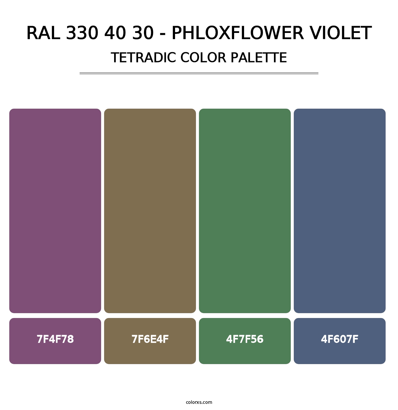 RAL 330 40 30 - Phloxflower Violet - Tetradic Color Palette