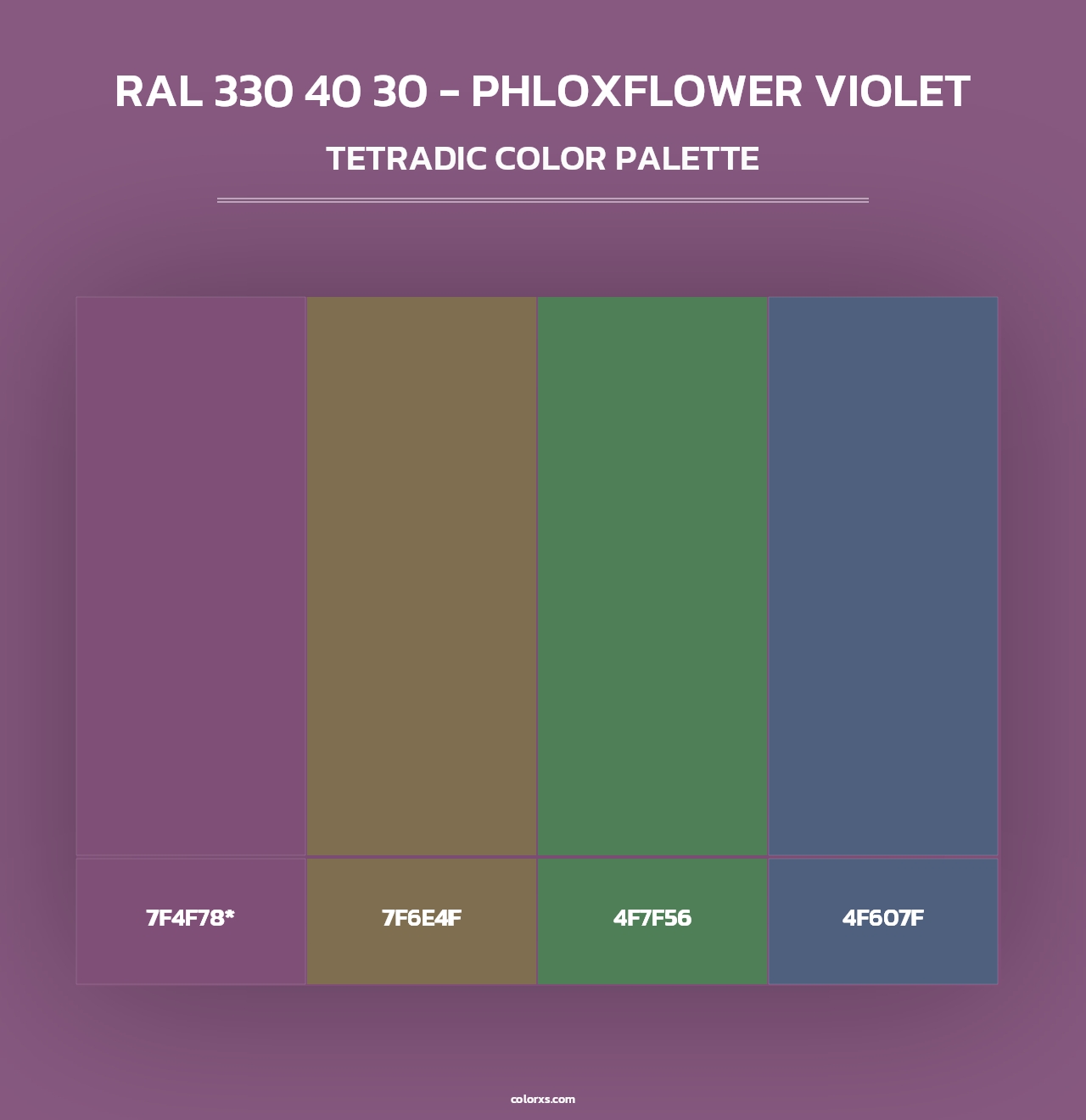 RAL 330 40 30 - Phloxflower Violet - Tetradic Color Palette
