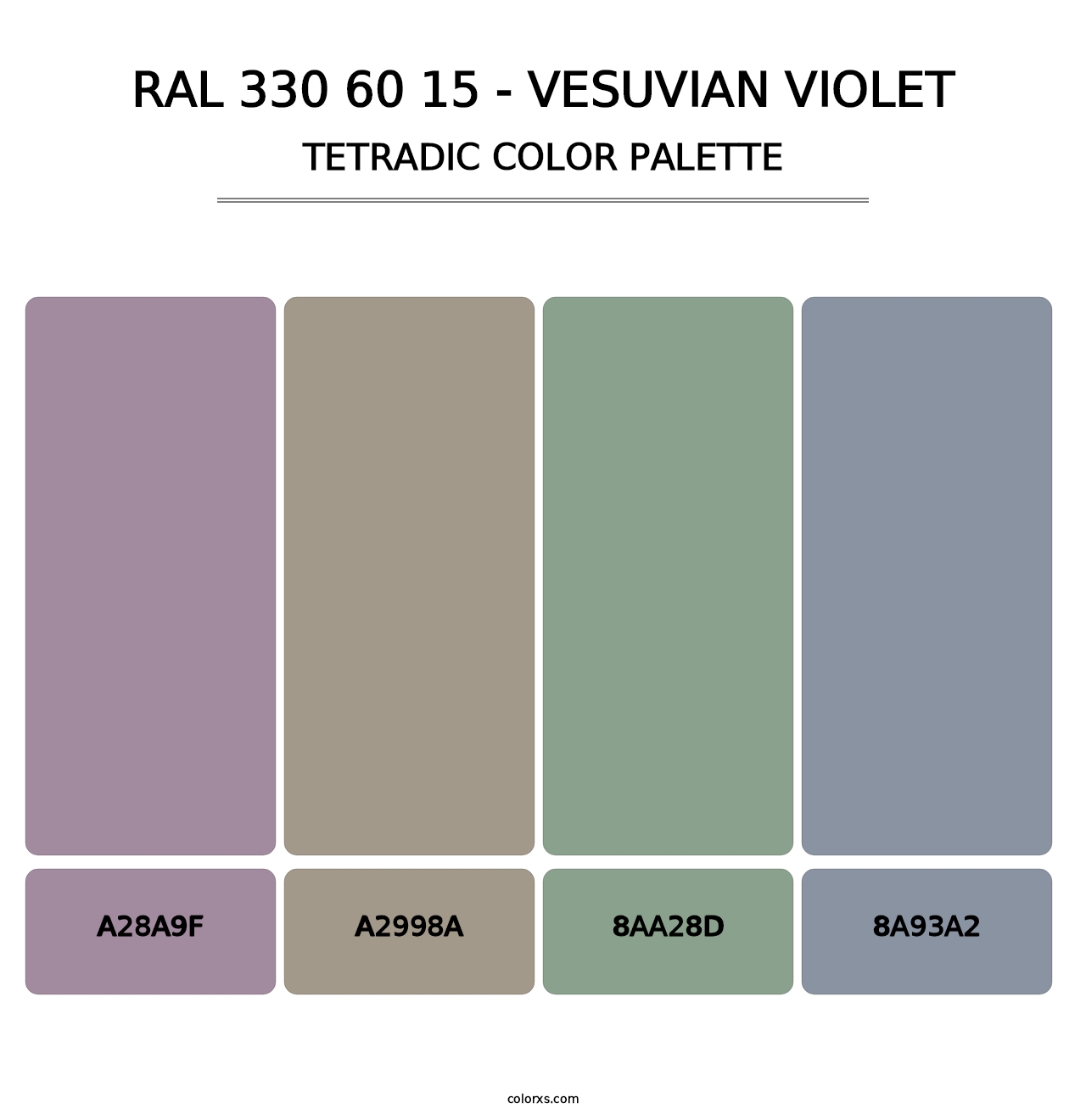 RAL 330 60 15 - Vesuvian Violet - Tetradic Color Palette