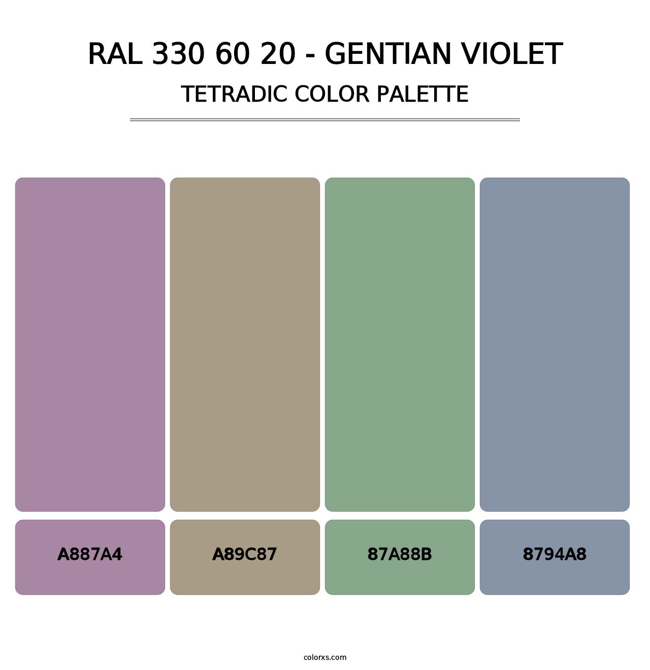 RAL 330 60 20 - Gentian Violet - Tetradic Color Palette