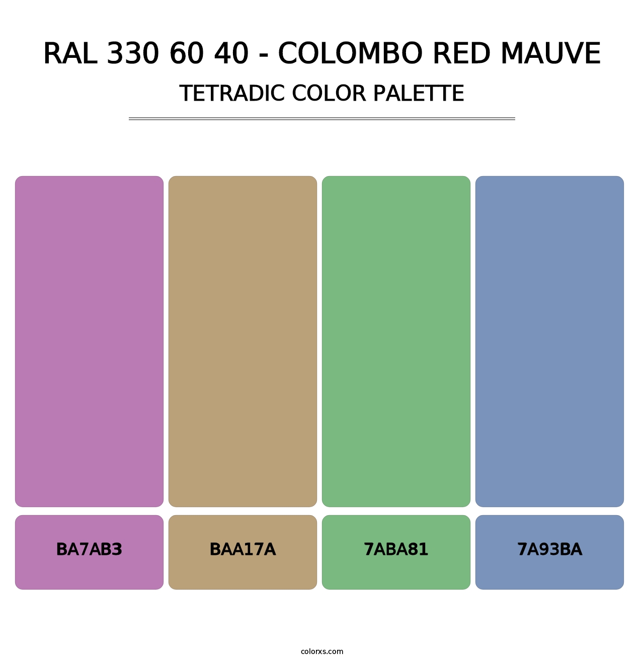 RAL 330 60 40 - Colombo Red Mauve - Tetradic Color Palette