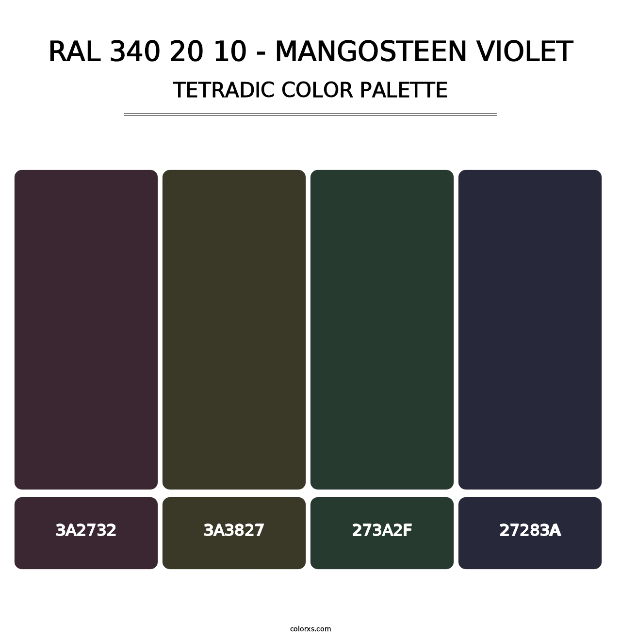 RAL 340 20 10 - Mangosteen Violet - Tetradic Color Palette