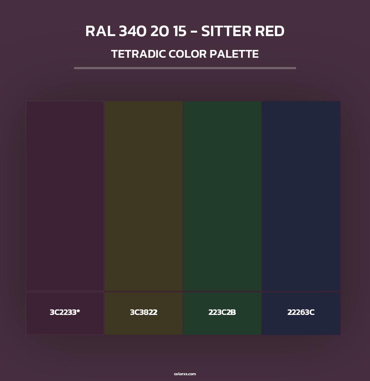RAL 340 20 15 - Sitter Red - Tetradic Color Palette