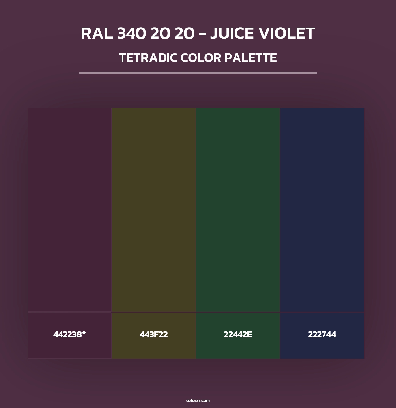 RAL 340 20 20 - Juice Violet - Tetradic Color Palette