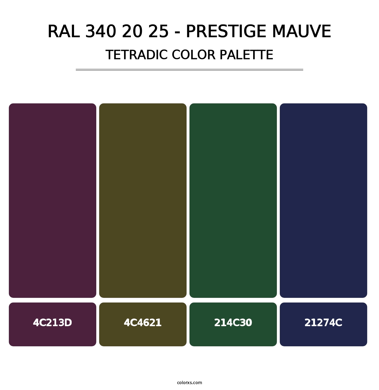 RAL 340 20 25 - Prestige Mauve - Tetradic Color Palette