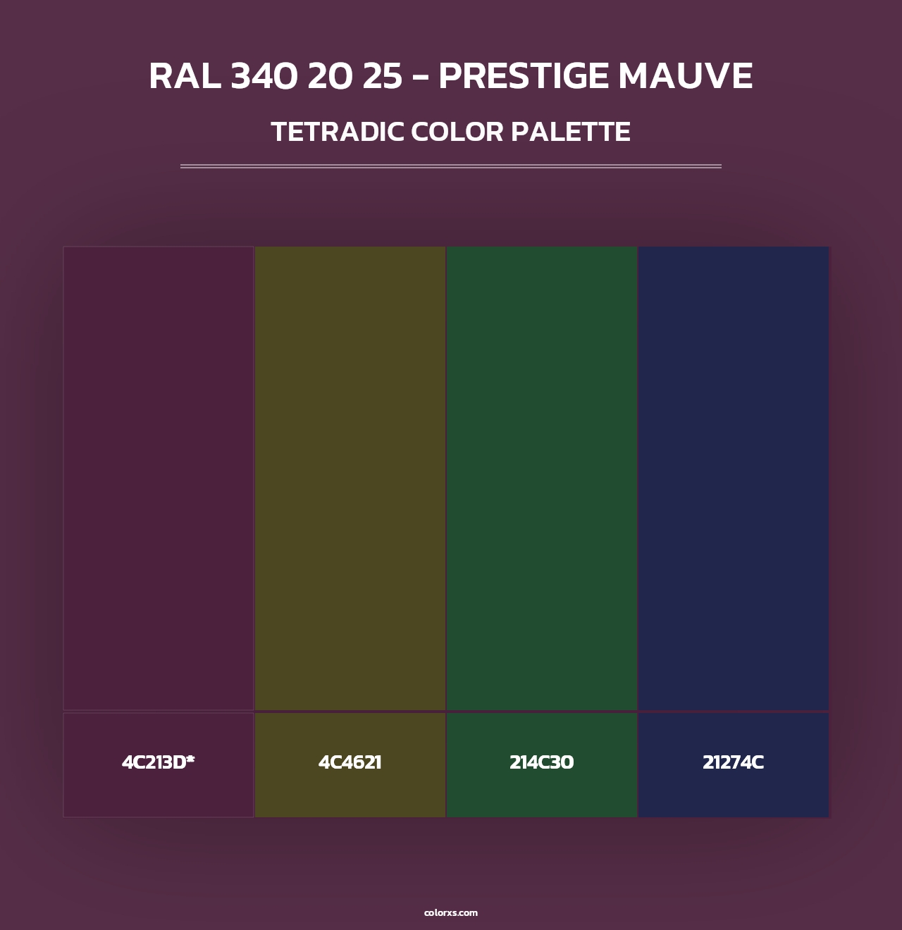 RAL 340 20 25 - Prestige Mauve - Tetradic Color Palette