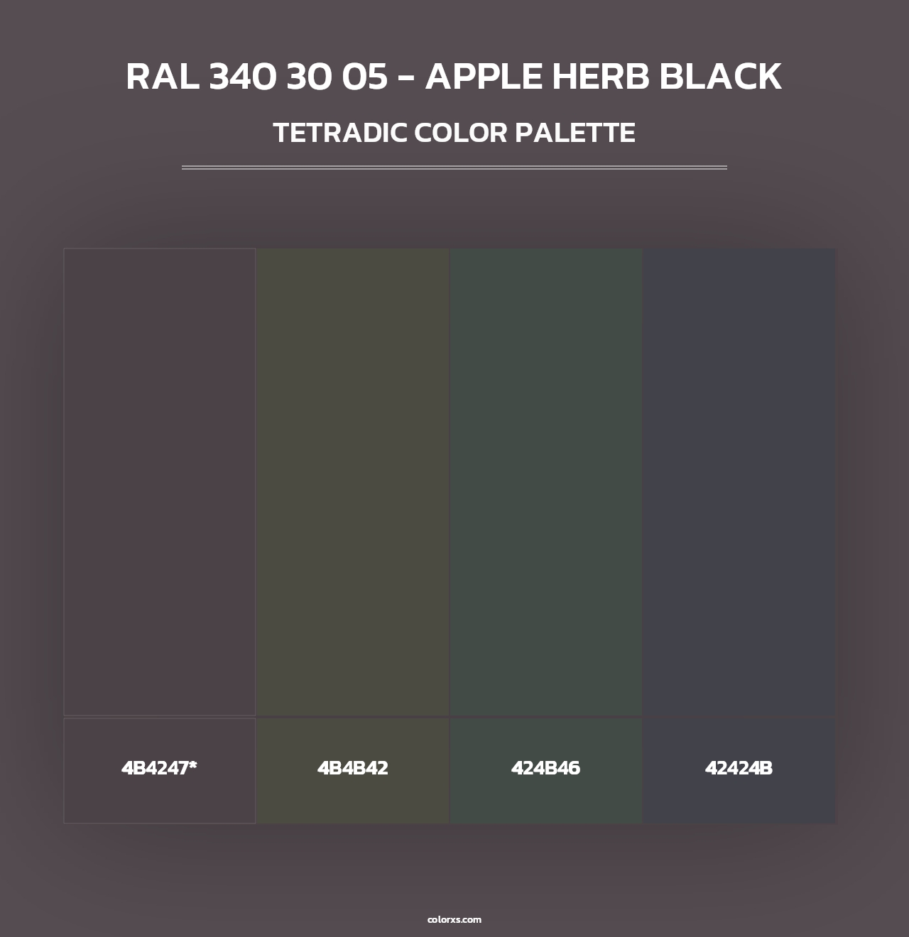 RAL 340 30 05 - Apple Herb Black - Tetradic Color Palette