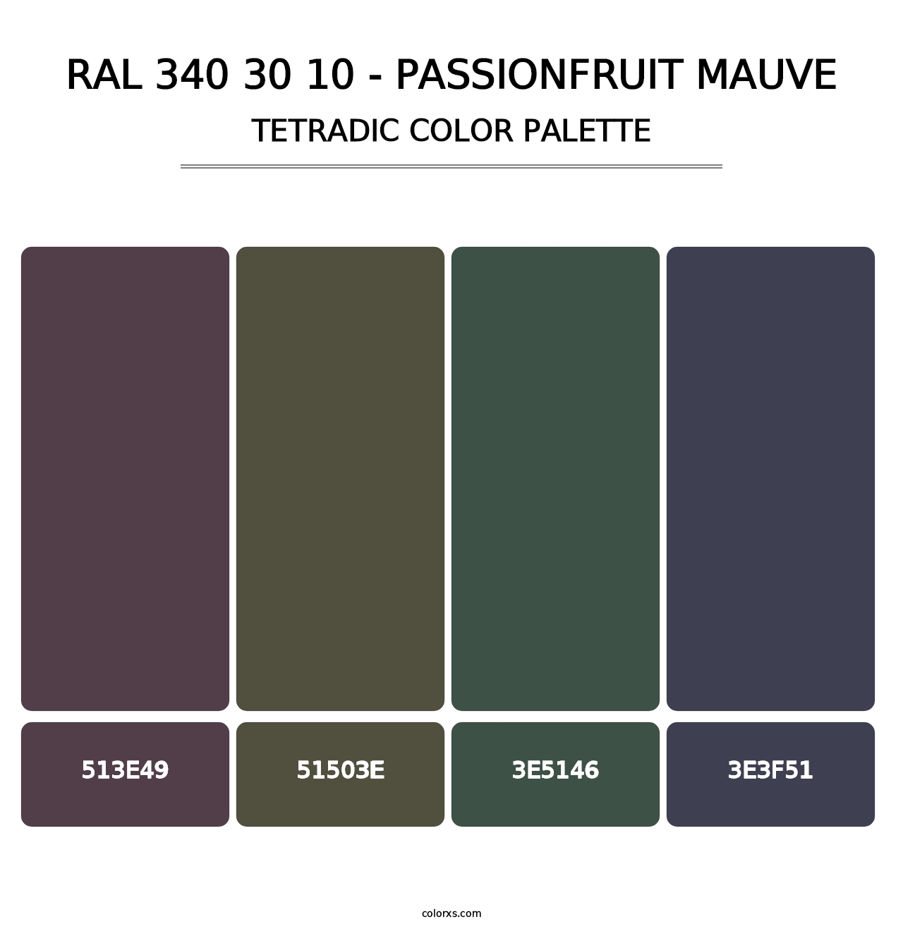 RAL 340 30 10 - Passionfruit Mauve - Tetradic Color Palette