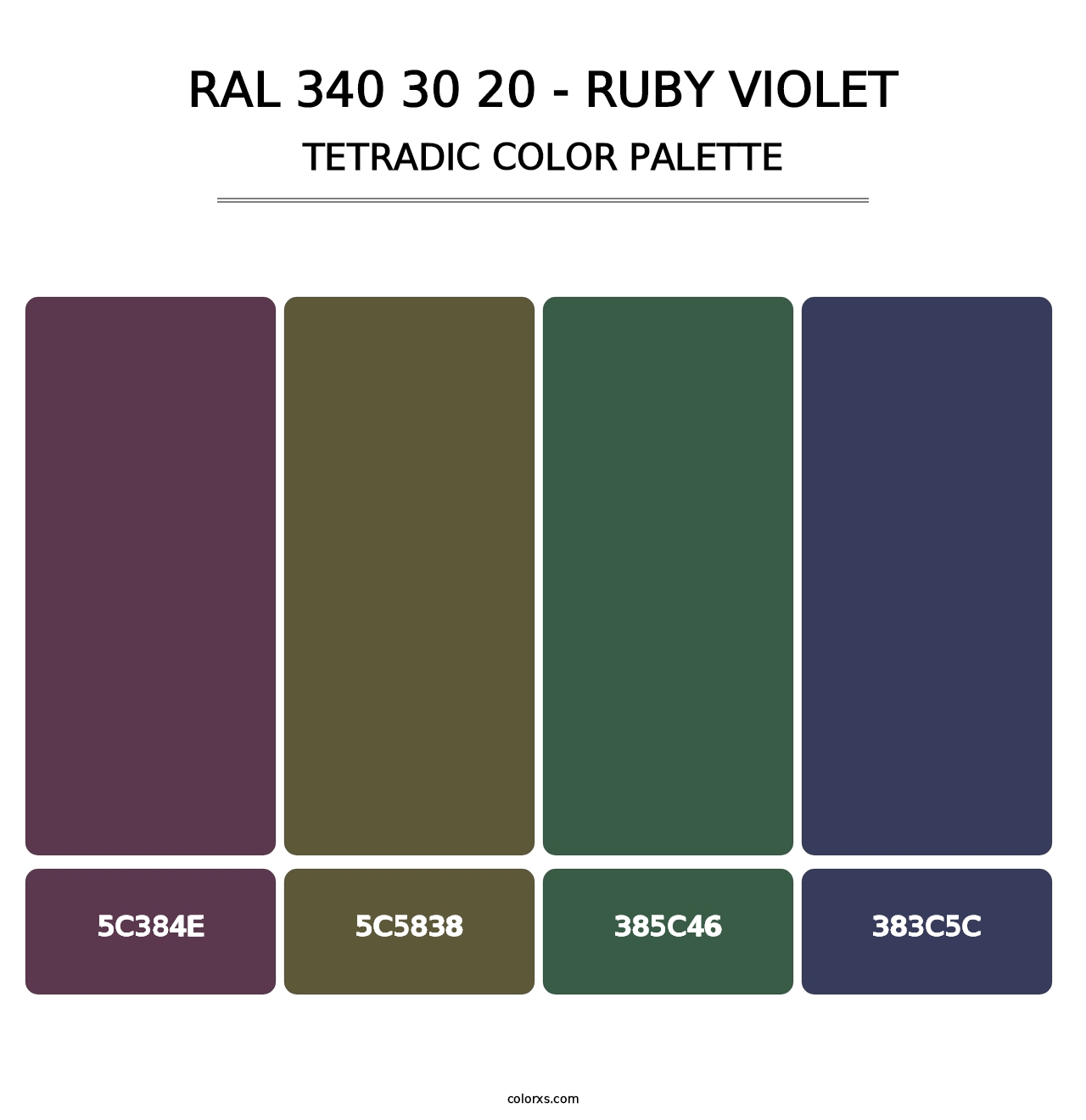 RAL 340 30 20 - Ruby Violet - Tetradic Color Palette