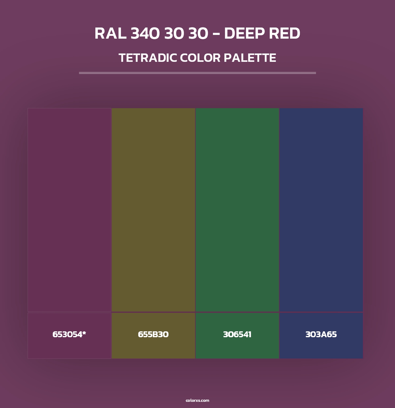 RAL 340 30 30 - Deep Red - Tetradic Color Palette