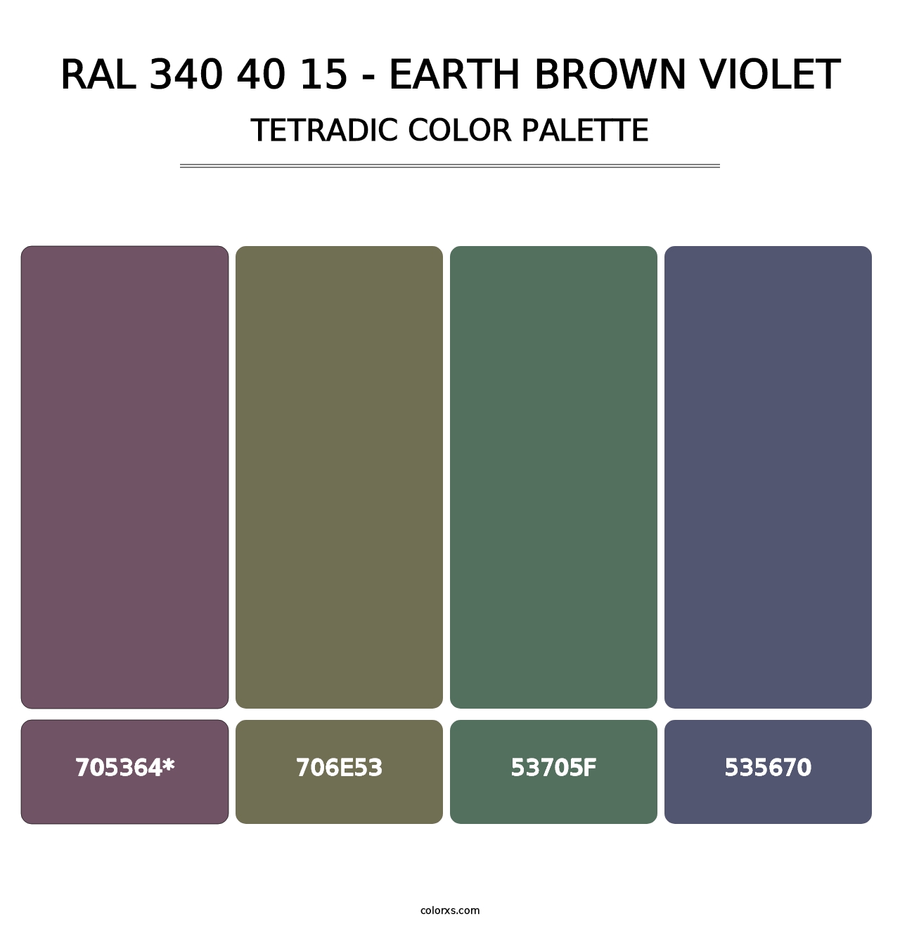 RAL 340 40 15 - Earth Brown Violet - Tetradic Color Palette