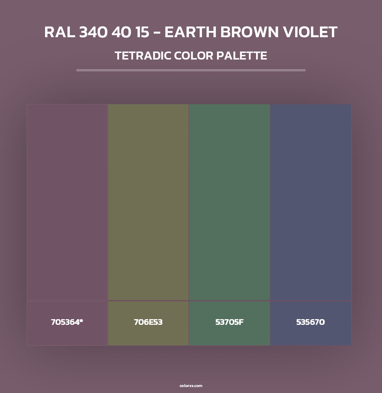 RAL 340 40 15 - Earth Brown Violet - Tetradic Color Palette
