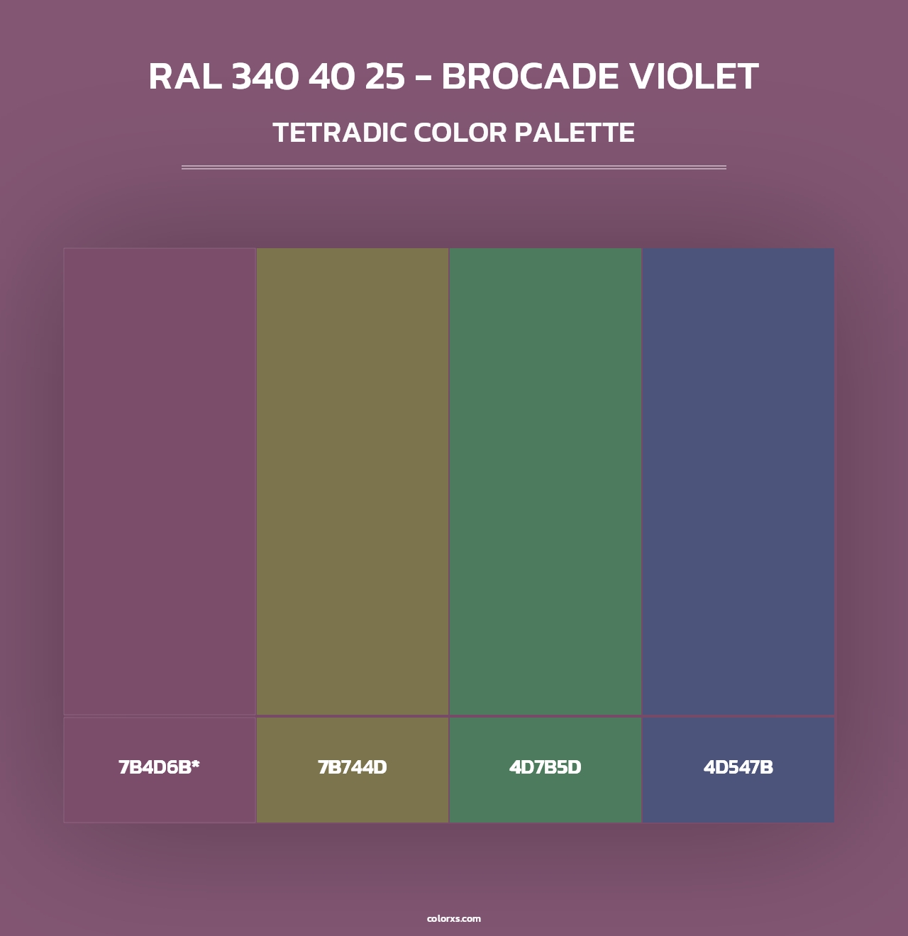 RAL 340 40 25 - Brocade Violet - Tetradic Color Palette