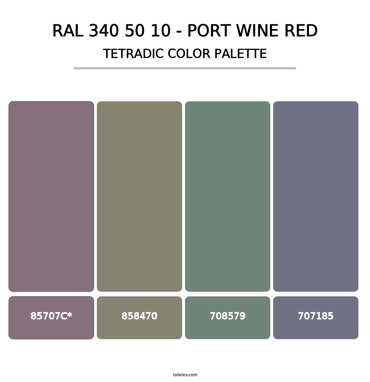 RAL 340 50 10 - Port Wine Red - Tetradic Color Palette
