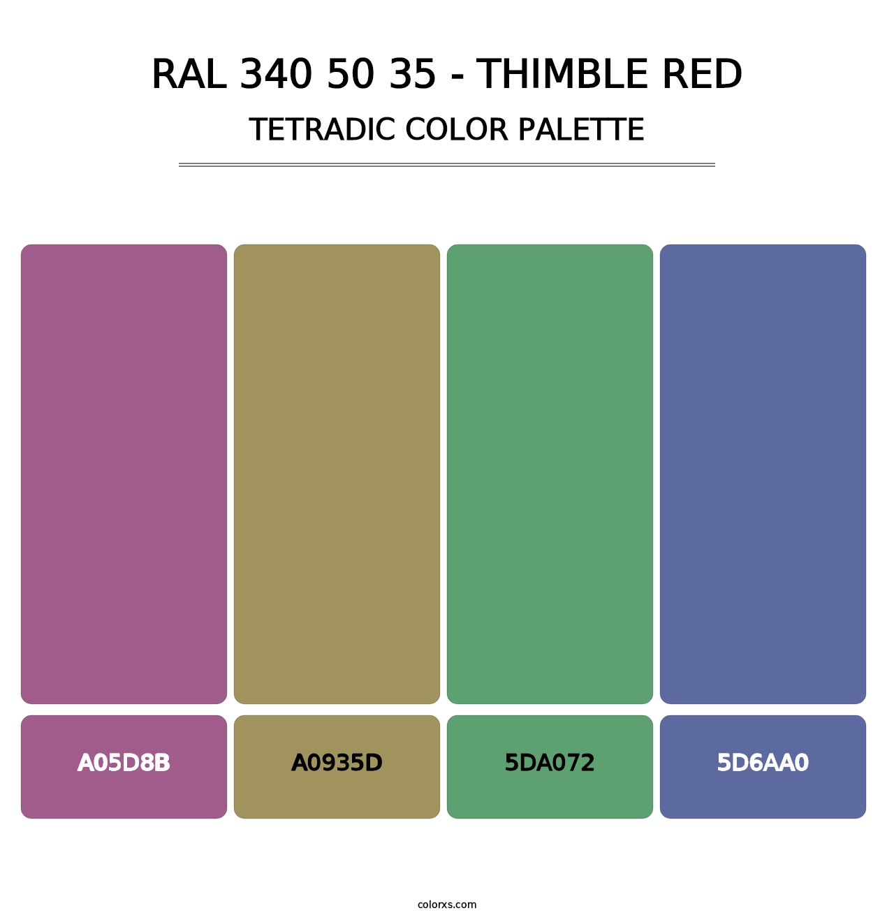 RAL 340 50 35 - Thimble Red - Tetradic Color Palette