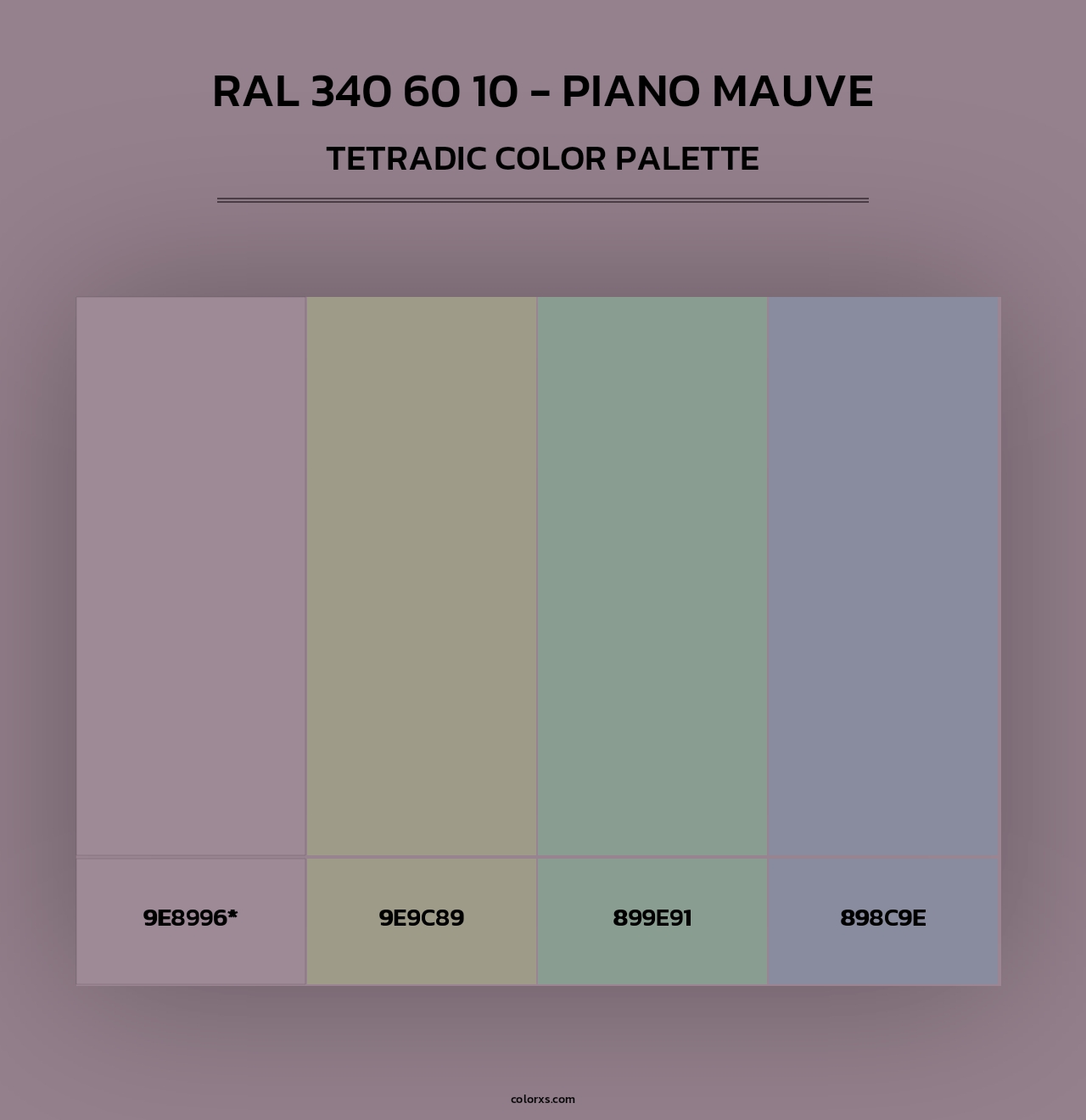 RAL 340 60 10 - Piano Mauve - Tetradic Color Palette