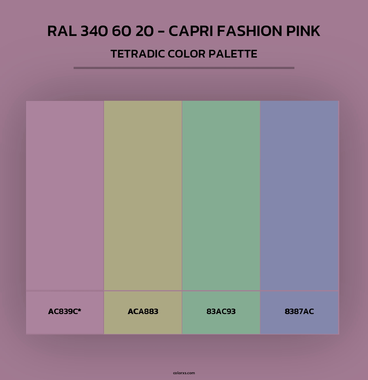 RAL 340 60 20 - Capri Fashion Pink - Tetradic Color Palette