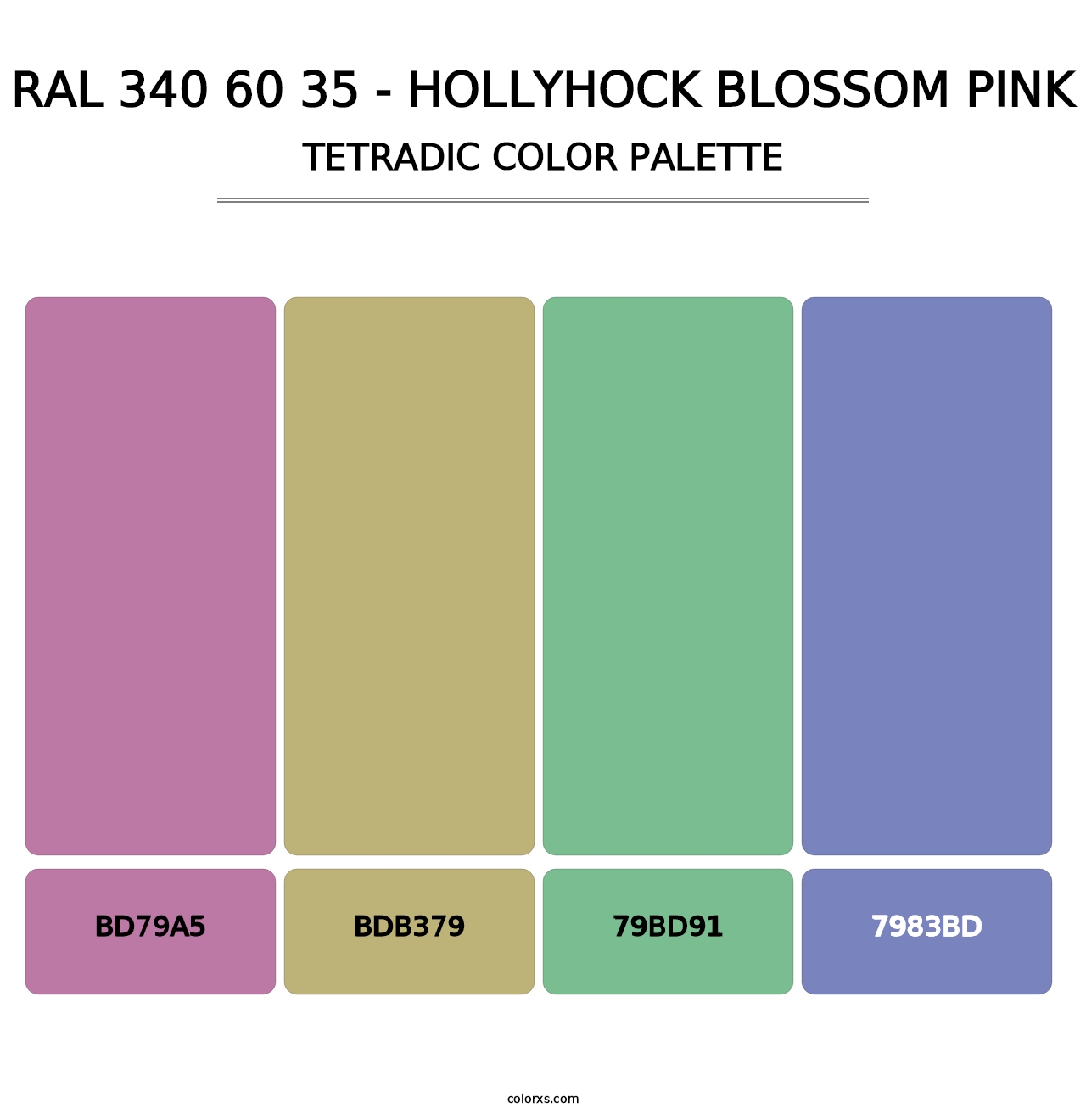 RAL 340 60 35 - Hollyhock Blossom Pink - Tetradic Color Palette