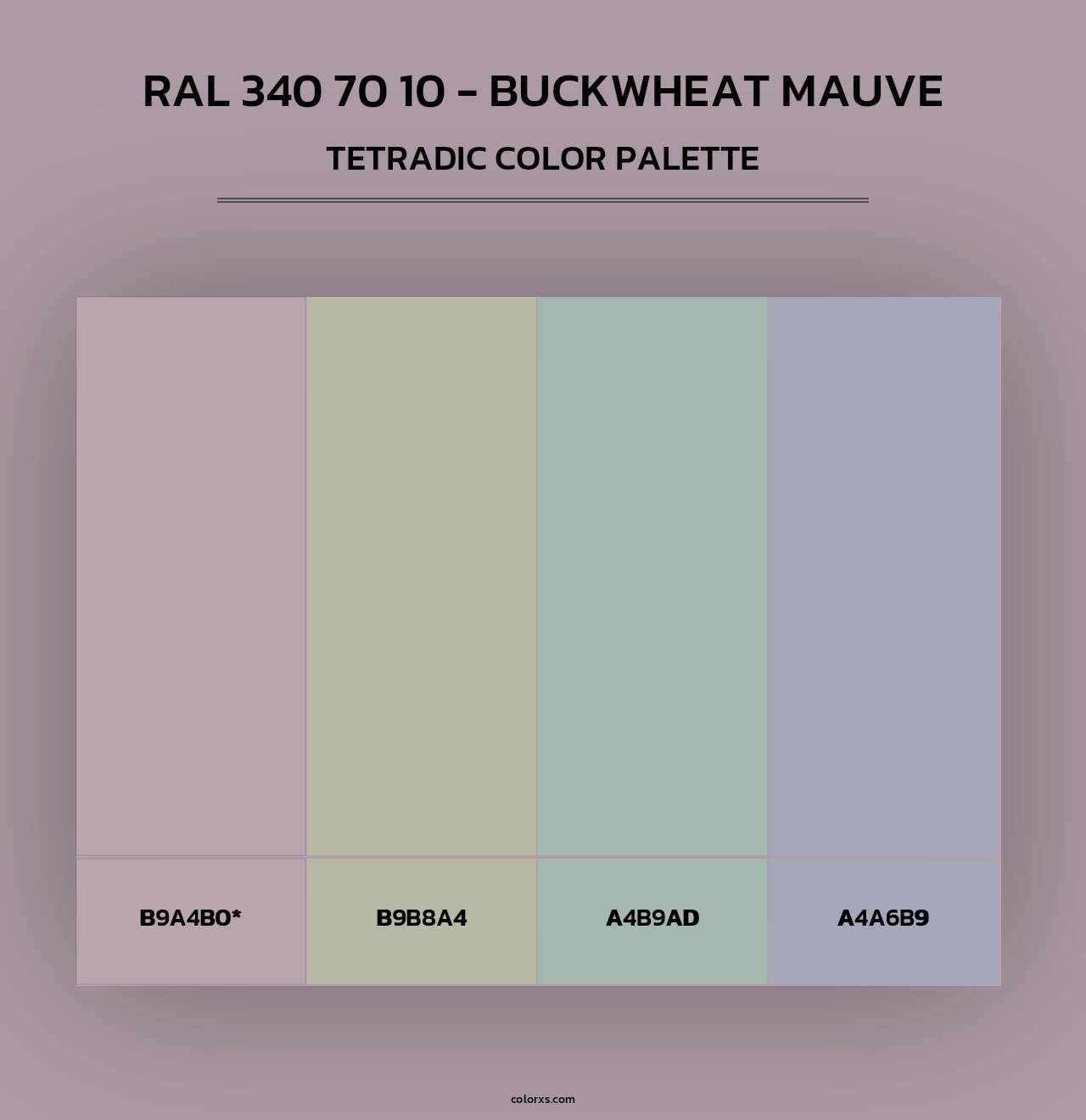 RAL 340 70 10 - Buckwheat Mauve - Tetradic Color Palette