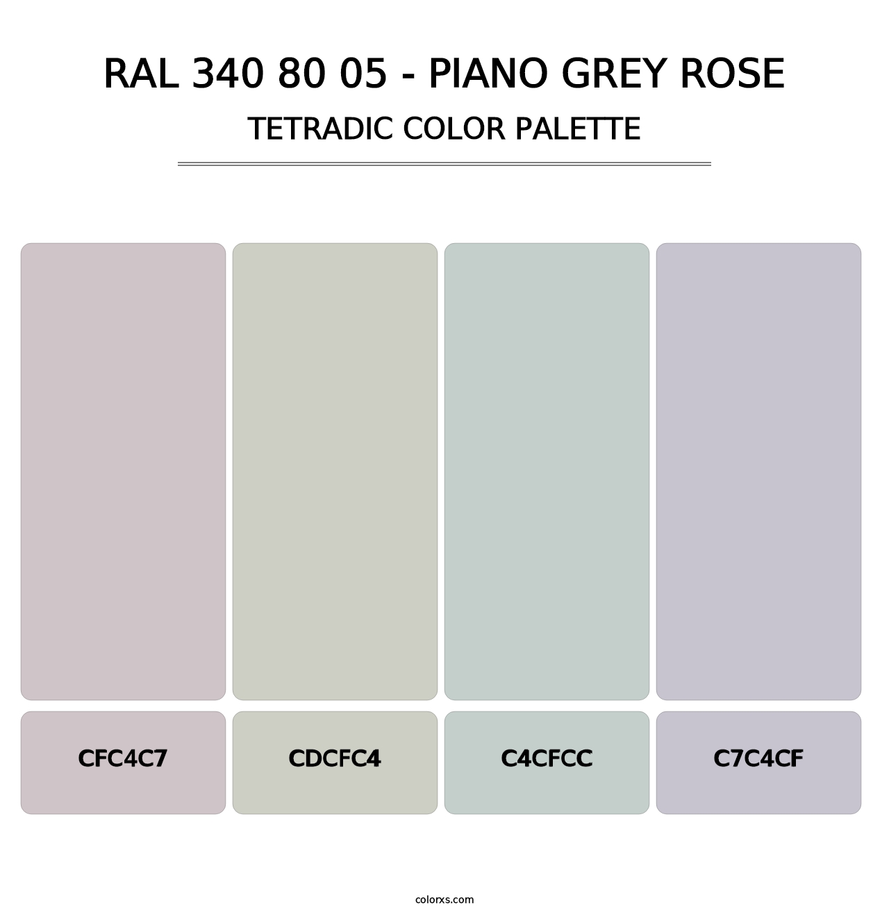 RAL 340 80 05 - Piano Grey Rose - Tetradic Color Palette