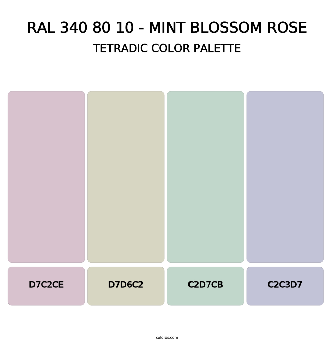 RAL 340 80 10 - Mint Blossom Rose - Tetradic Color Palette