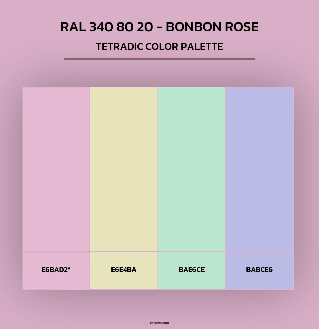 RAL 340 80 20 - Bonbon Rose - Tetradic Color Palette