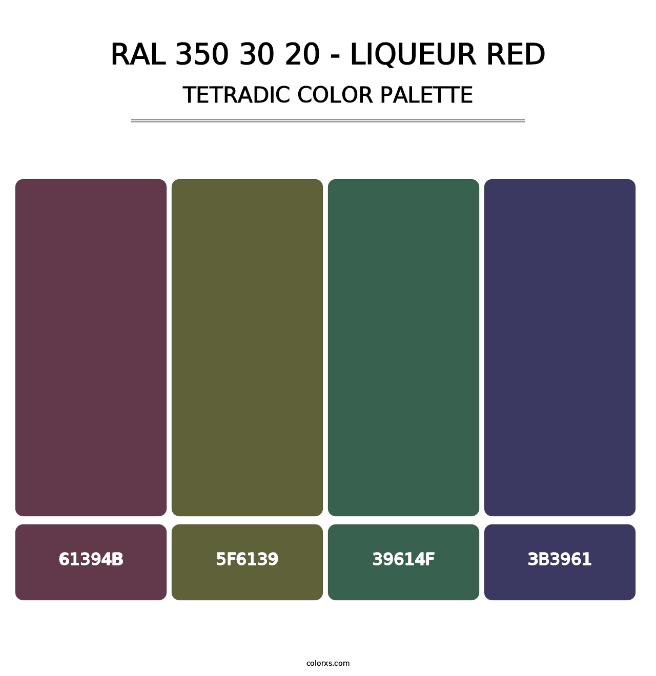 RAL 350 30 20 - Liqueur Red - Tetradic Color Palette