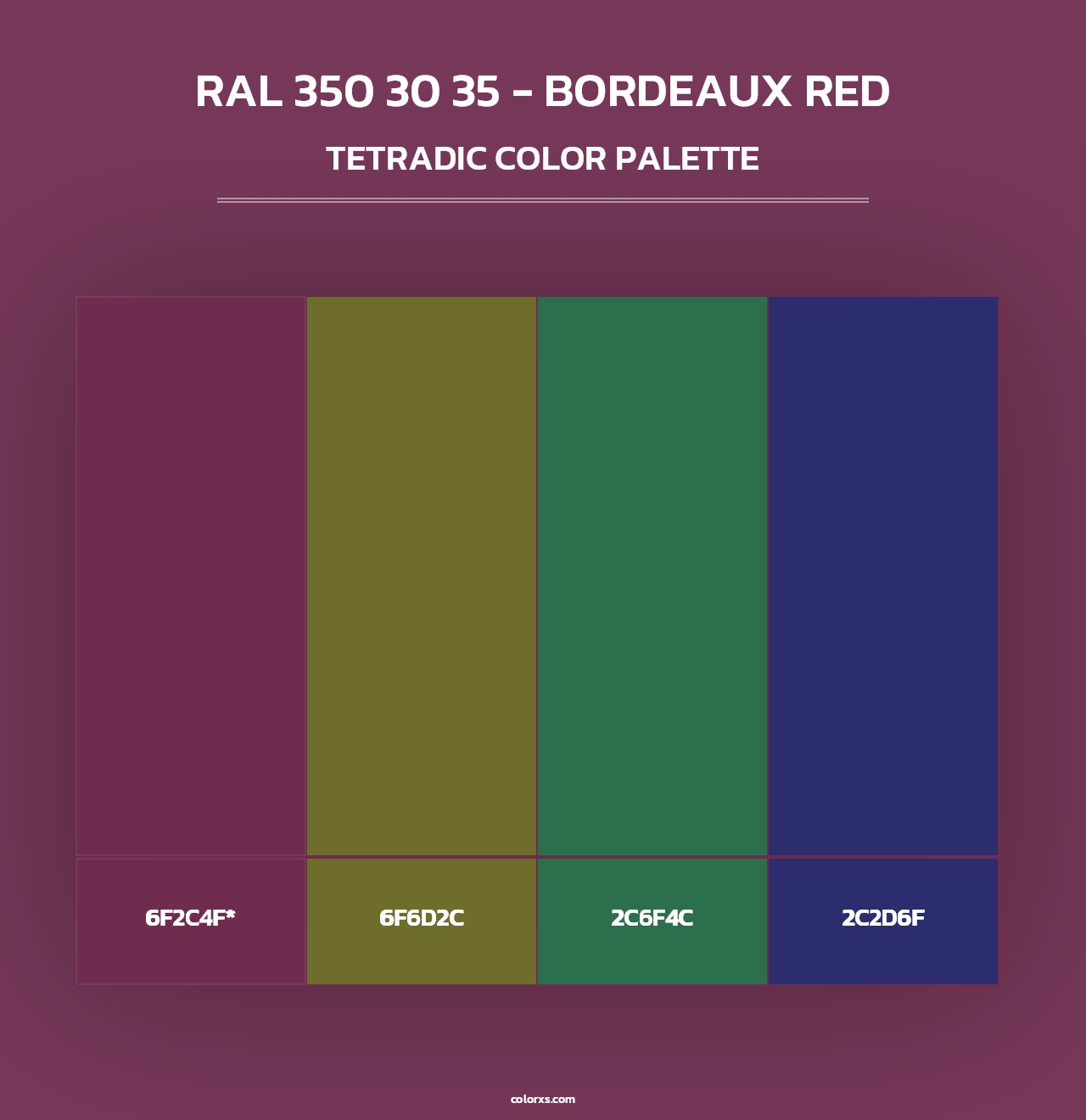 RAL 350 30 35 - Bordeaux Red - Tetradic Color Palette