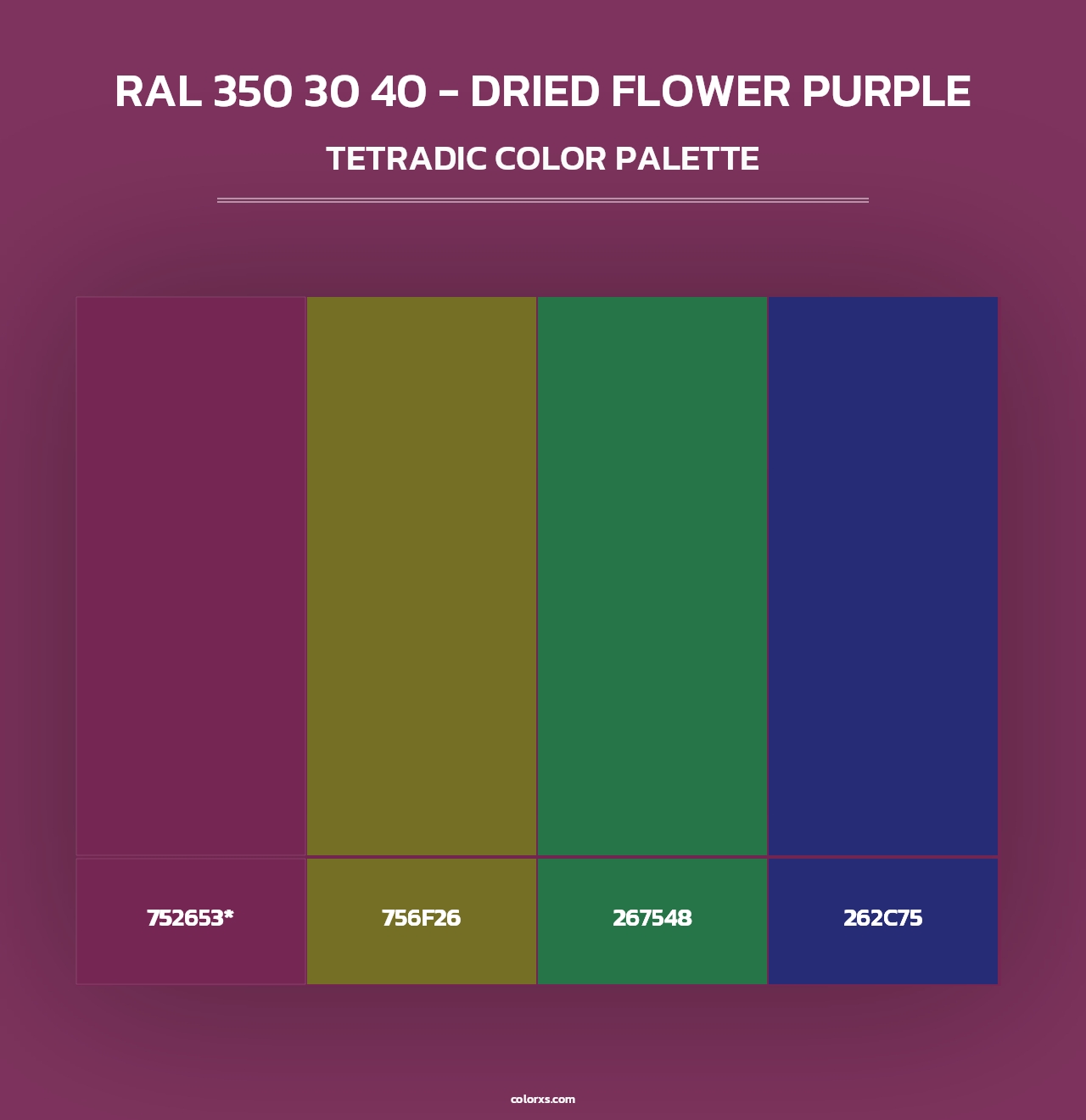 RAL 350 30 40 - Dried Flower Purple - Tetradic Color Palette