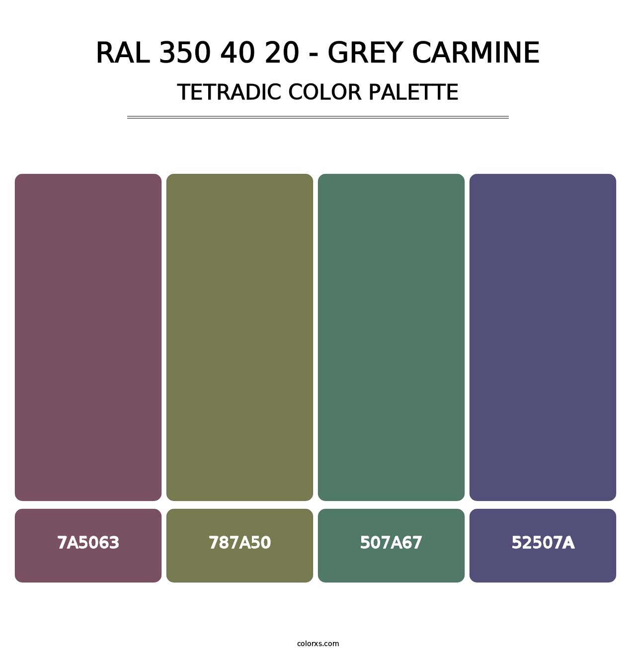RAL 350 40 20 - Grey Carmine - Tetradic Color Palette