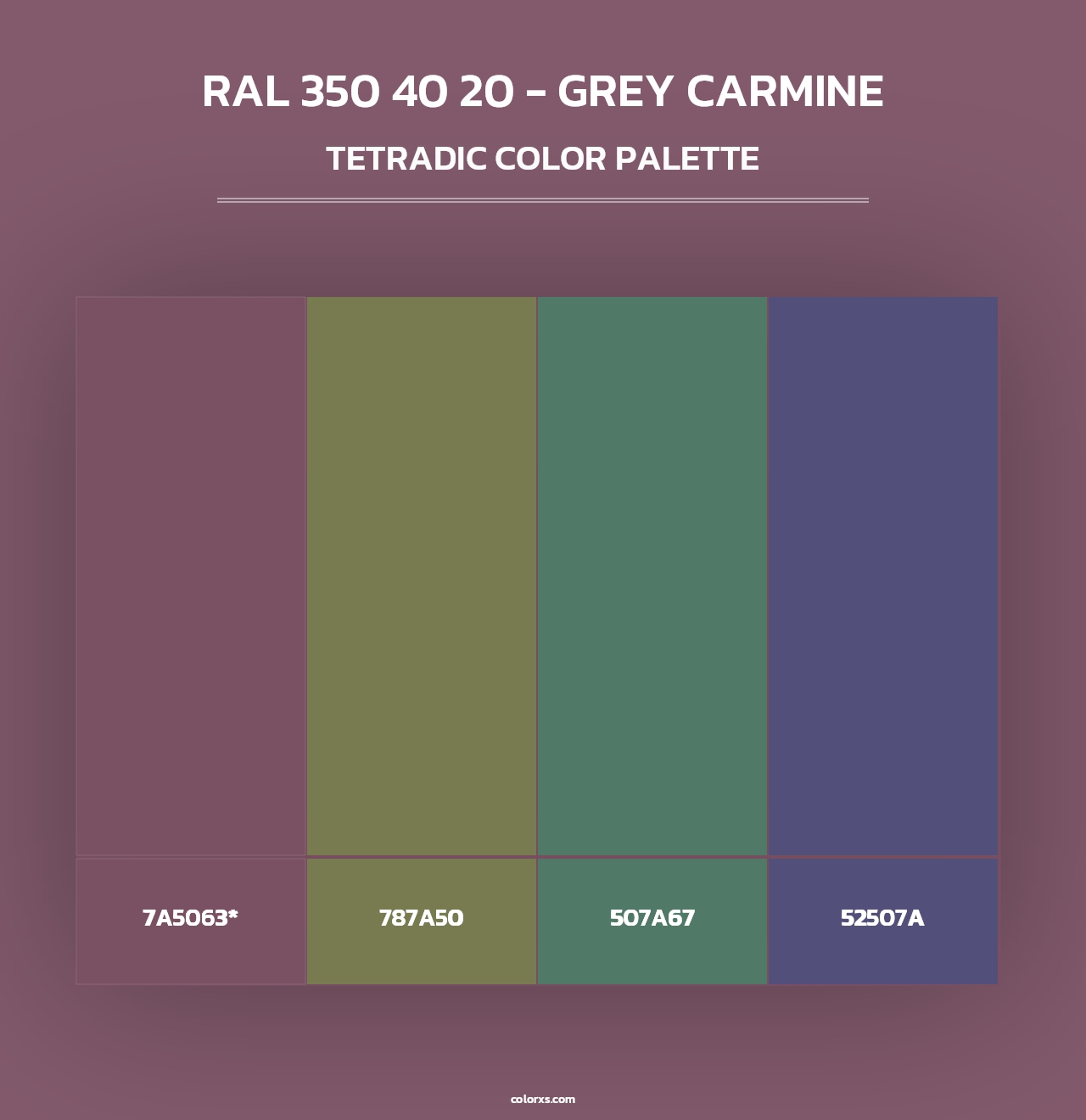RAL 350 40 20 - Grey Carmine - Tetradic Color Palette