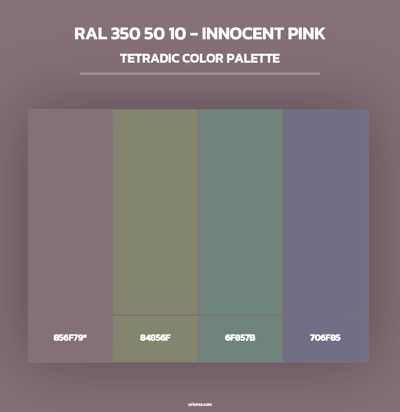 RAL 350 50 10 - Innocent Pink - Tetradic Color Palette