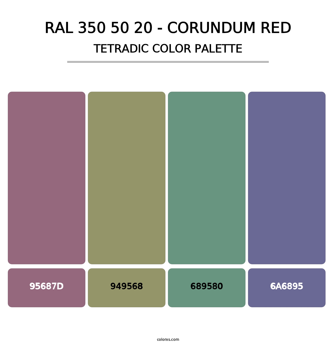 RAL 350 50 20 - Corundum Red - Tetradic Color Palette