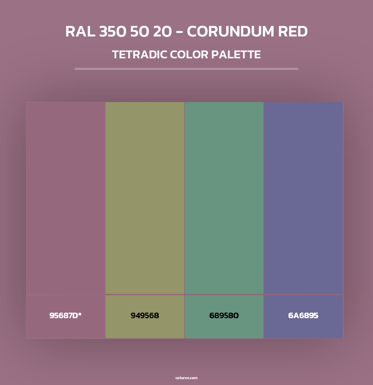 RAL 350 50 20 - Corundum Red - Tetradic Color Palette