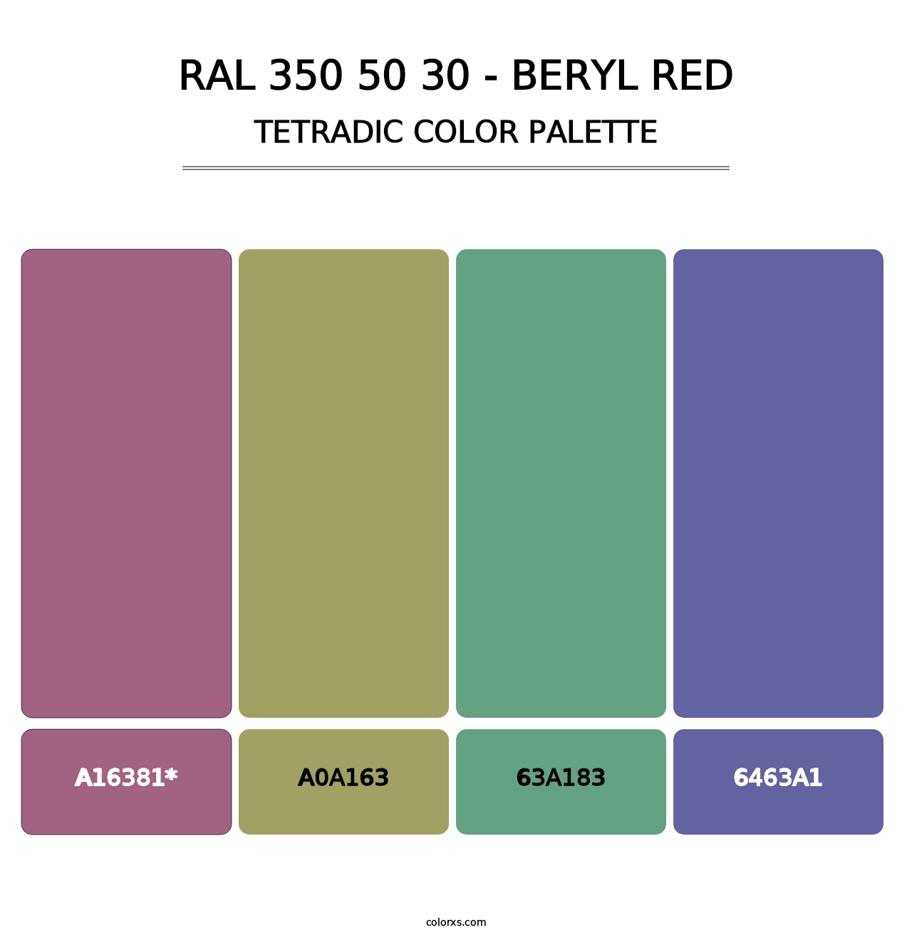 RAL 350 50 30 - Beryl Red - Tetradic Color Palette