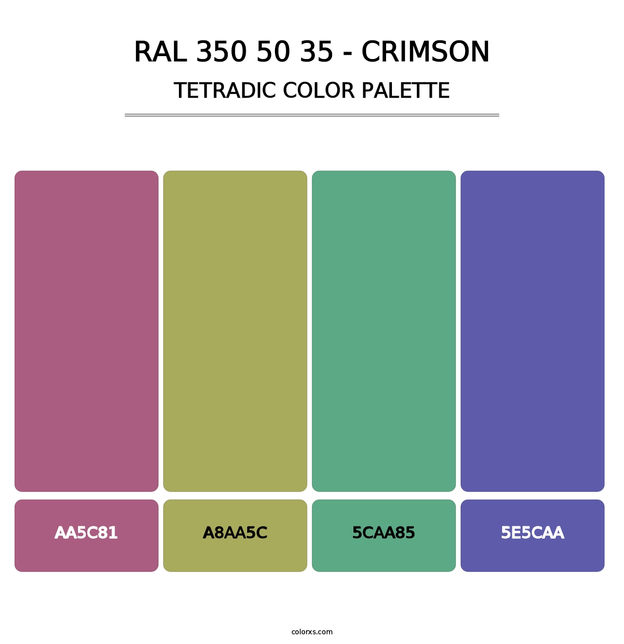 RAL 350 50 35 - Crimson - Tetradic Color Palette