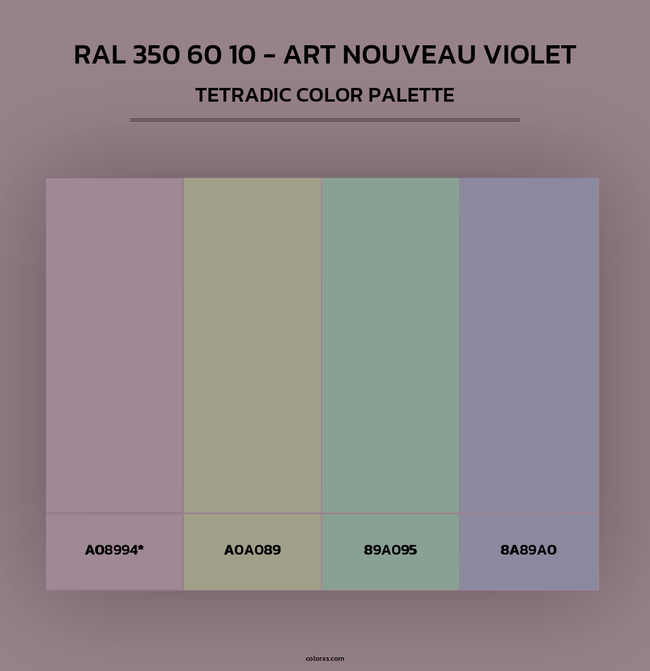 RAL 350 60 10 - Art Nouveau Violet - Tetradic Color Palette