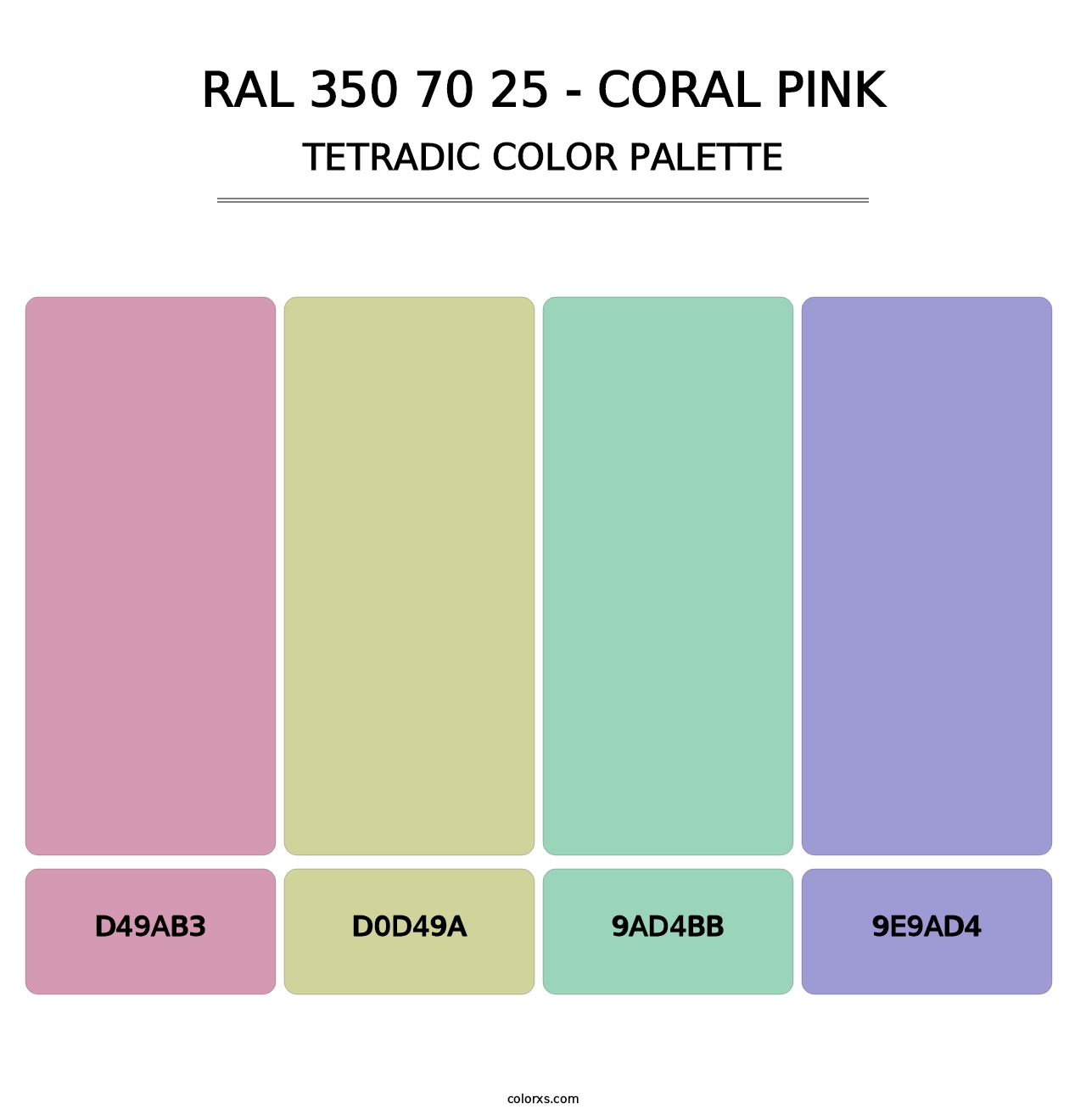 RAL 350 70 25 - Coral Pink - Tetradic Color Palette